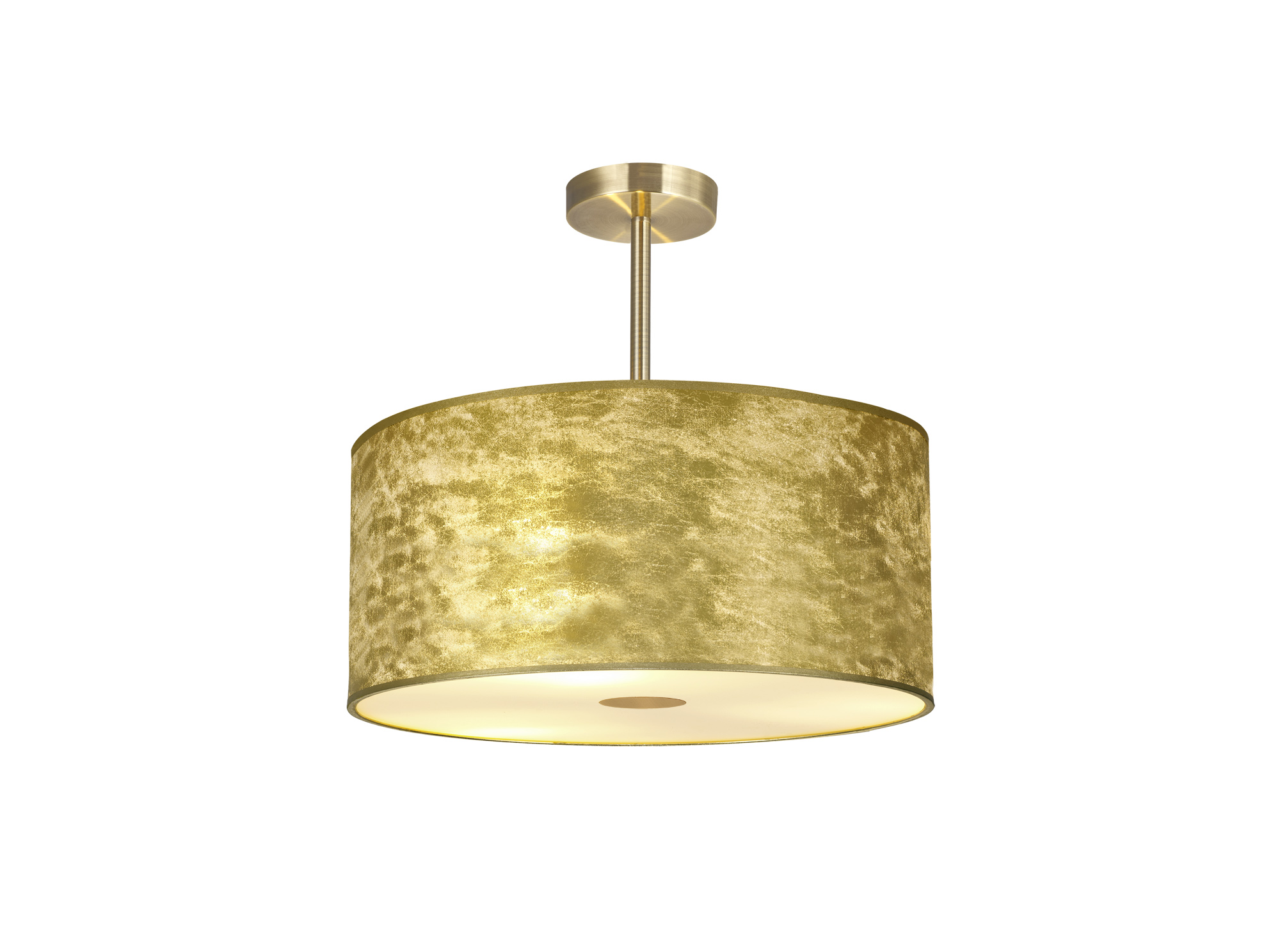 Baymont 50cm Semi Flush 5 Light Antique Brass, Gold Leaf, Frosted Diffuser